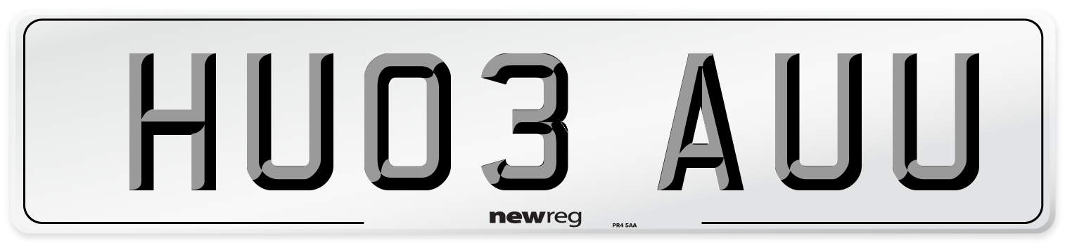 HU03 AUU Number Plate from New Reg